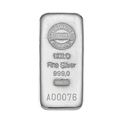 Front side of the 1kg Silver Bar by Sharps Pixley