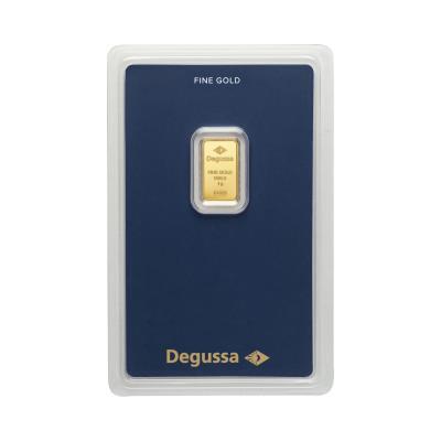 1g Degussa Gold Bar in blister pack