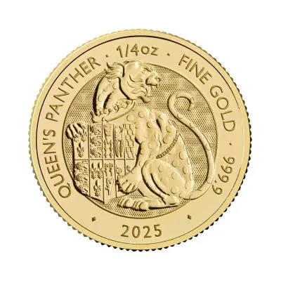 2025 1/4 ounce Royal Tudor Beasts Queen's Panther Gold Coin reverse