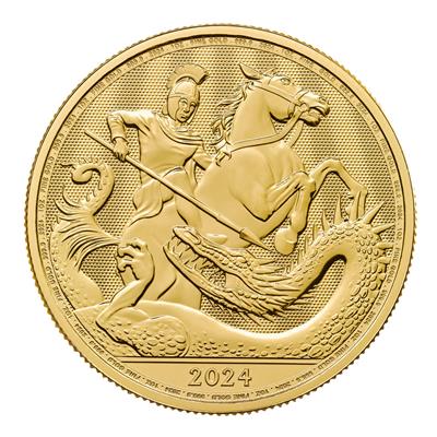 Reverse side of the 2024 1oz St George and the Dragon Gold bullion coin