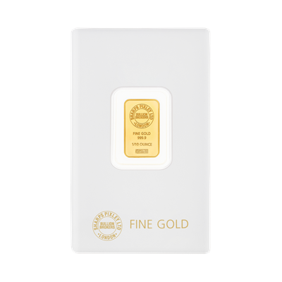 1/10oz gold bar by Sharps Pixley with certificate