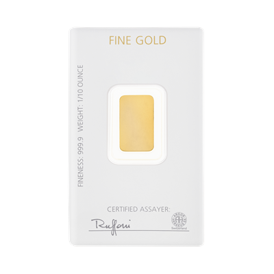 1/10oz gold bar by Sharps Pixley with certificate