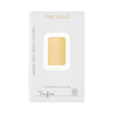 1/4oz Gold Bar by Sharps Pixley in protective packaging