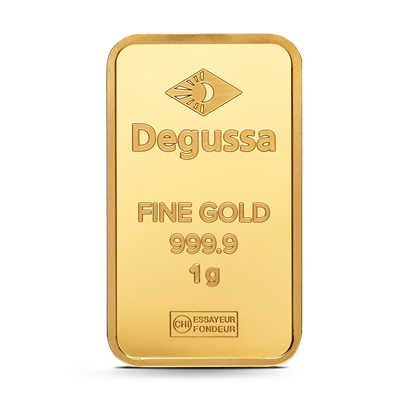 1g Degussa Gold Bar front