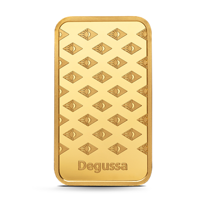1g Degussa Gold Bar front
