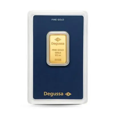 1/2oz Degussa Gold Bar in blister packaging
