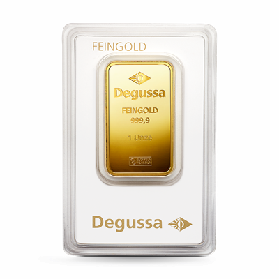 1oz Gold Bar Degussa Vintage Design