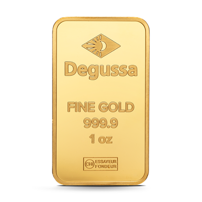 1oz Gold Bar Degussa front