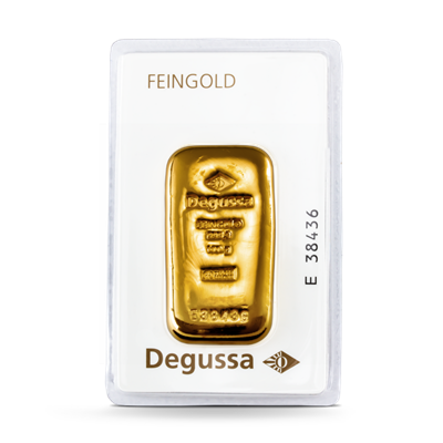 100g Gold Ingot Bar - Degussa Vintage Design