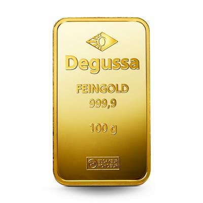100g Gold Bar in Degussa's Vintage Design