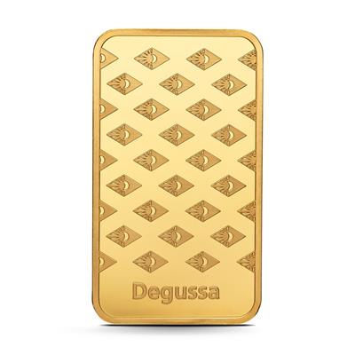 100g Degussa Gold Bar reverse side