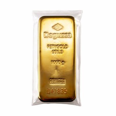 1kg Gold Bar - Degussa Vintage Design packaged