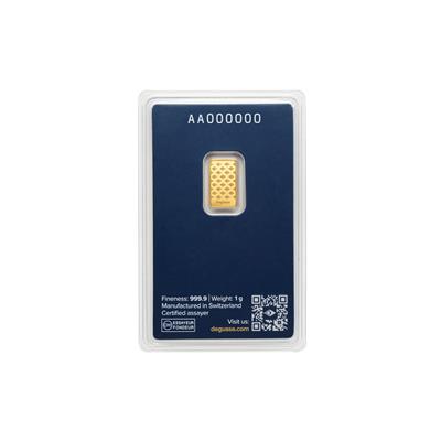 1g Degussa Gold Bar in blister pack