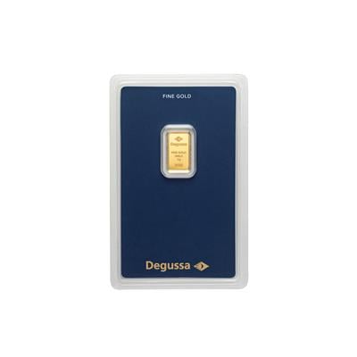 1g Degussa Gold Bar in blister pack
