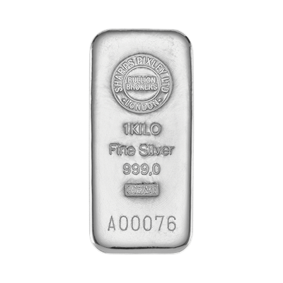 Front side of the 1kg Silver Bar by Sharps Pixley