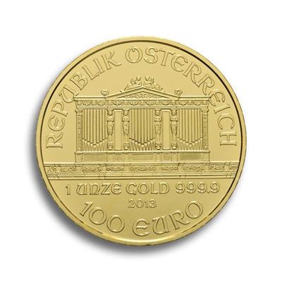 Front side of the 1oz Austrian Philharmonic Gold Coin