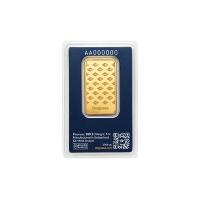 1oz Gold Bar - Degussa in blister pack
