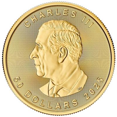 2025 1oz Canadian Maple Leaf Gold Coin reverse