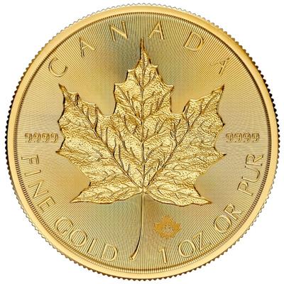 2025 1oz Canadian Maple Leaf Gold Coin reverse