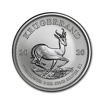 Reverse side of the 1oz Krugerrand Silver Coin featuring image of a springbok
