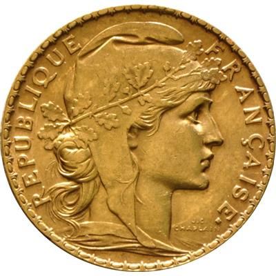 French 20 Francs Gold Coin featuring Marianne