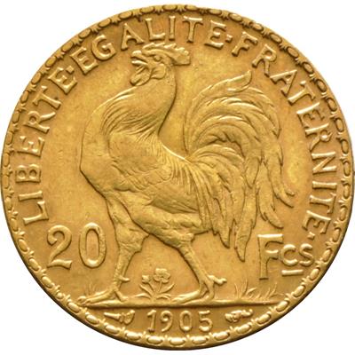 French 20 Francs Gold Coin featuring Marianne