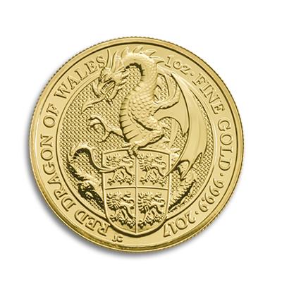 2017 1oz The Queen's Beasts, The Red Dragon of Wales Gold Coin