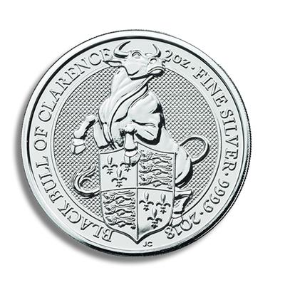 2018 2oz The Queen's Beasts, Black Bull of Clarence Silver Coin