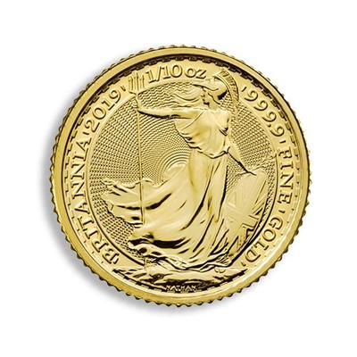 Reverse side of the 1/10oz Britannia Gold