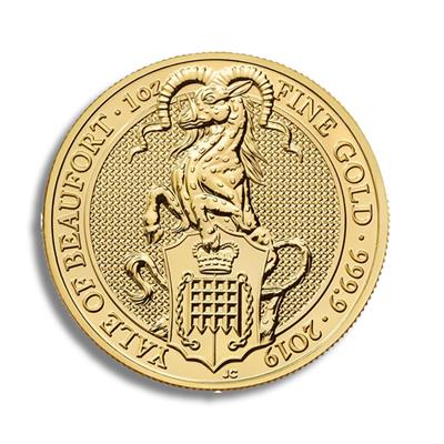 Reverse side of The 1oz Queen's Beasts Yale of Beaufort Gold Coin