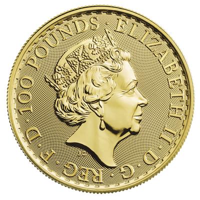 Front side of the 1oz 2023 Royal Tudor Beasts, The Yale of Beaufort, gold coin.