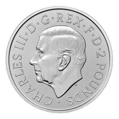 2024 1oz Silver Britannia obverse side featuring King Charles III