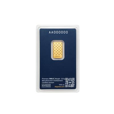 2.5g Degussa Gold Bar in blister pack