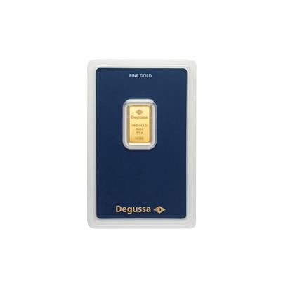 2.5g Degussa Gold Bar in blister pack