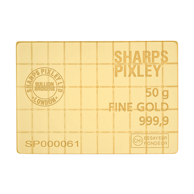 50 x 1g Gold Bars Combi sheet by Sharps Pixley