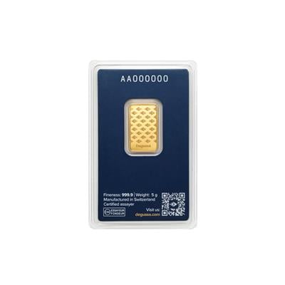 5g Degussa Gold Bar in blister pack