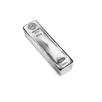 Front side of the 5kg Silver Bar by Sharps Pixley