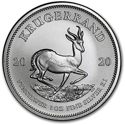 Reverse side of the 1oz Krugerrand Silver Coin featuring image of a springbok