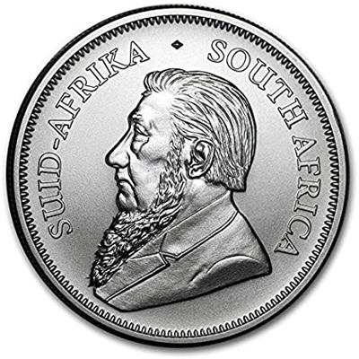 Obverse side of the 1oz Krugerrand Silver Coin featuring image of Paul Kruger, the first president of South Africa