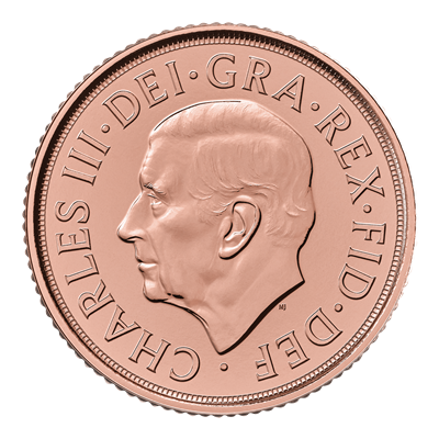Front side of the 2024 Sovereign Gold Coin featuring King Charles III