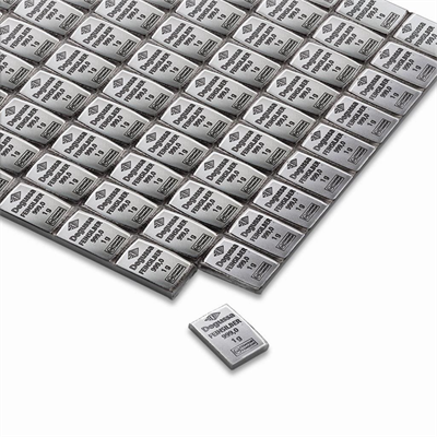 100g Degussa Combi Silver (100 x 1g) Bar close up