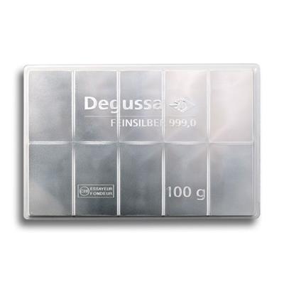 Rear side of the 100g Silver Combi Bar by Degussa