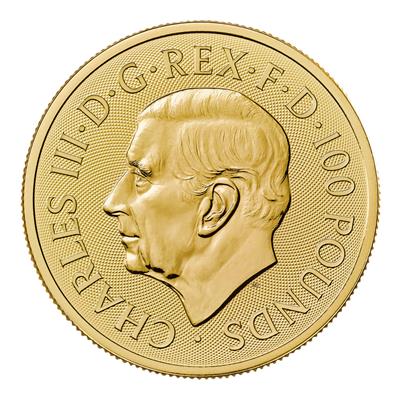 Obverse side of the 2024 1oz St George and the Dragon Gold bullion coin