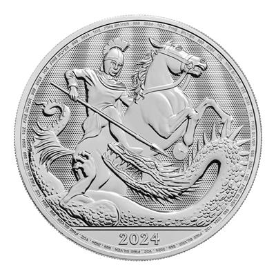 Reverse side of the 2024 1oz St George and the Dragon Silver Coin