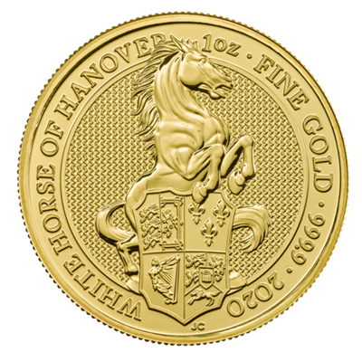 Reverse side of the 2020 1oz The Queen's Beasts, The White Horse of Hanover Gold Coin