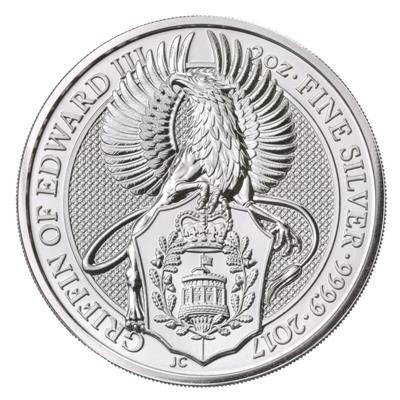 Reverse of the Queen's Beasts Griffin of Edward III Silver Coin