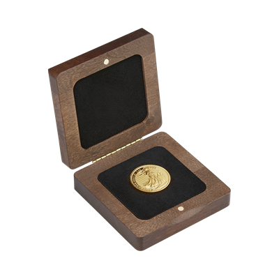 wooden box with coin
